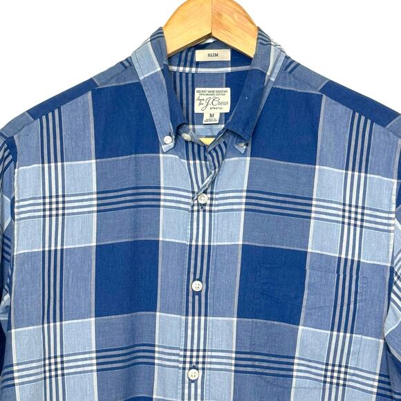 J Crew Size Medium Blue Plaid Re-Imagined Long Sleeve Button Down Shirt - Picture 2 of 8